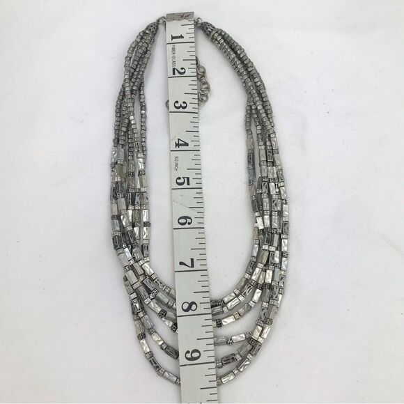 Chico’s Gunmetal Silver Tone Multi Strand Beaded Necklace - Picture 14 of 15